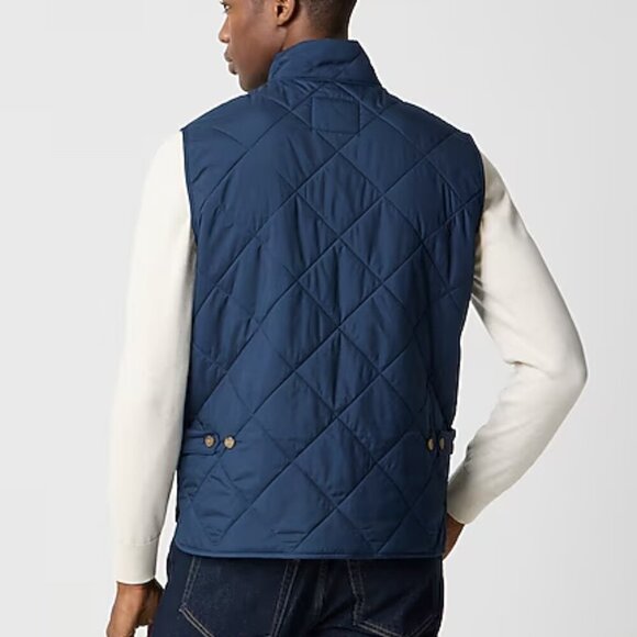 J. Crew Men's Classic Quilted Walker Full Zip Vest Navy Size L NWT - Picture 2 of 7